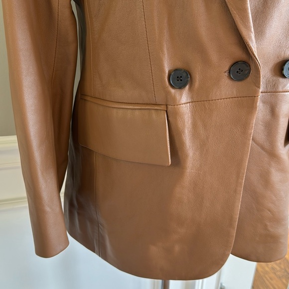 FRAME 70s Blazer - Leather Jacket size 6 Latte - Picture 5 of 16